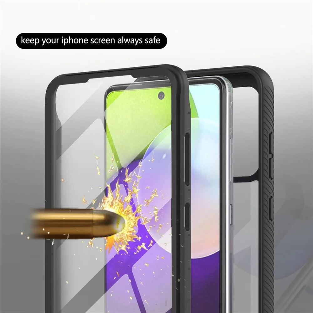 Full-Coverage Protection PET Screen Protector + PC+TPU Protective Case for Samsung Galaxy A52 4G/5G / A52s 5G / A52s 5G - Black - 3