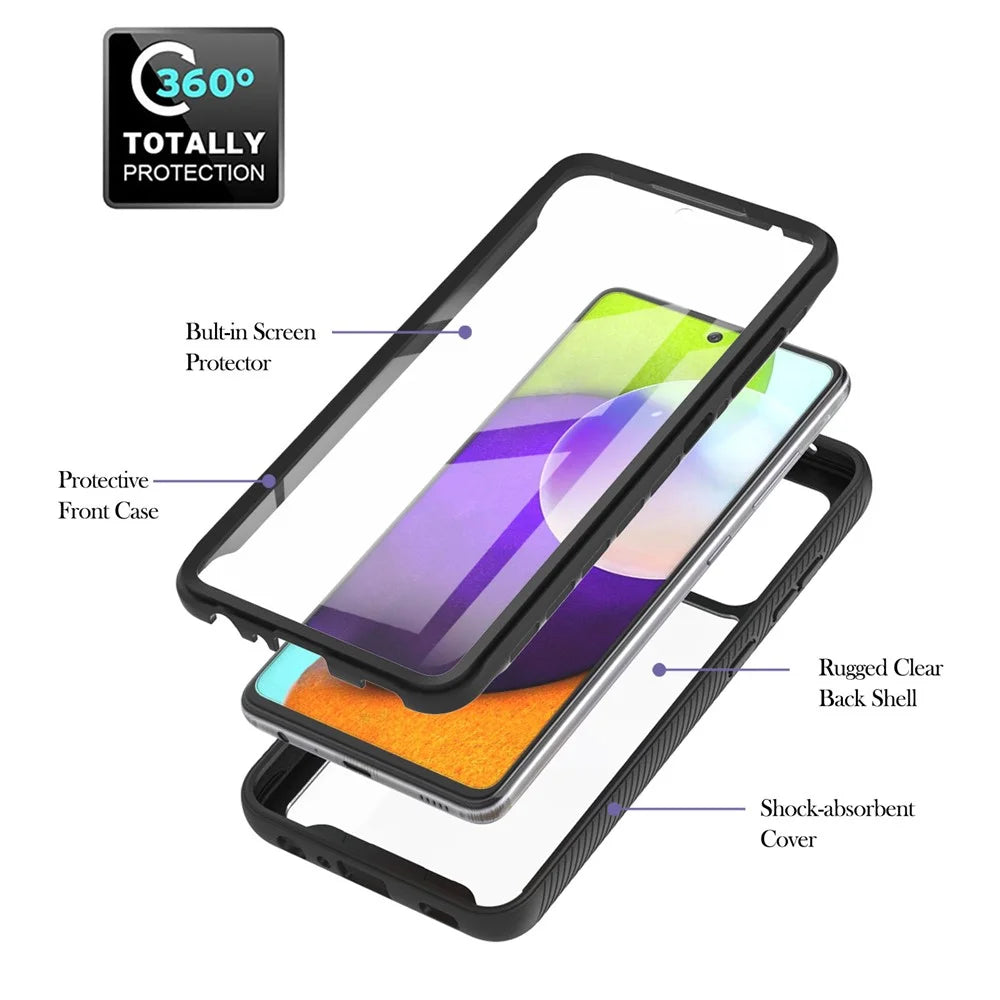 Full-Coverage Protection PET Screen Protector + PC+TPU Protective Case for Samsung Galaxy A52 4G/5G / A52s 5G / A52s 5G - Black - 6