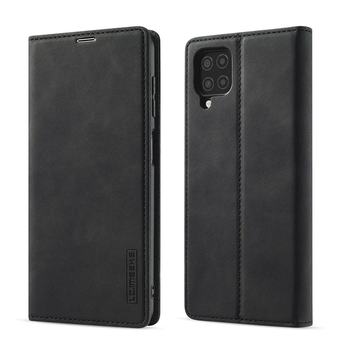 LC.IMEEKE LC Strong Magnetic Series Leather Wallet Phone Protective Shell for Samsung Galaxy A12 - Black - 1