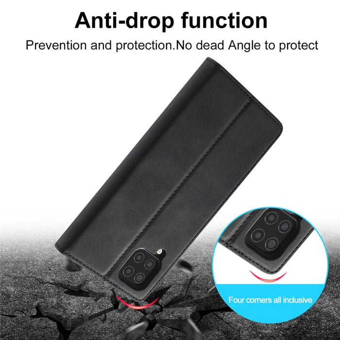 LC.IMEEKE LC Strong Magnetic Series Leather Wallet Phone Protective Shell for Samsung Galaxy A12 - Black - 5
