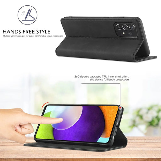 LC.IMEEKE LC Strong Magnetic Series Leather Wallet Phone Protective Shell for Samsung Galaxy A52 4G/5G / A52s 5G - Black - 2