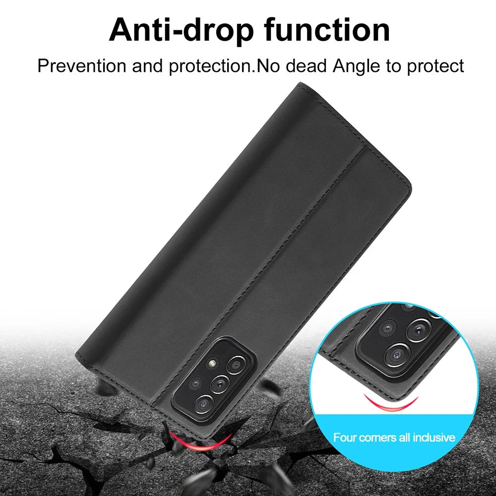 LC.IMEEKE LC Strong Magnetic Series Leather Wallet Phone Protective Shell for Samsung Galaxy A52 4G/5G / A52s 5G - Black - 5