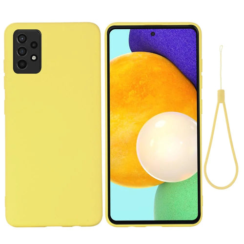 For Samsung Galaxy A52 4G/5G/ A52s 5G Anti-scratch Soft Liquid Silicone Phone Case Protective Cover Shell - Yellow - 1