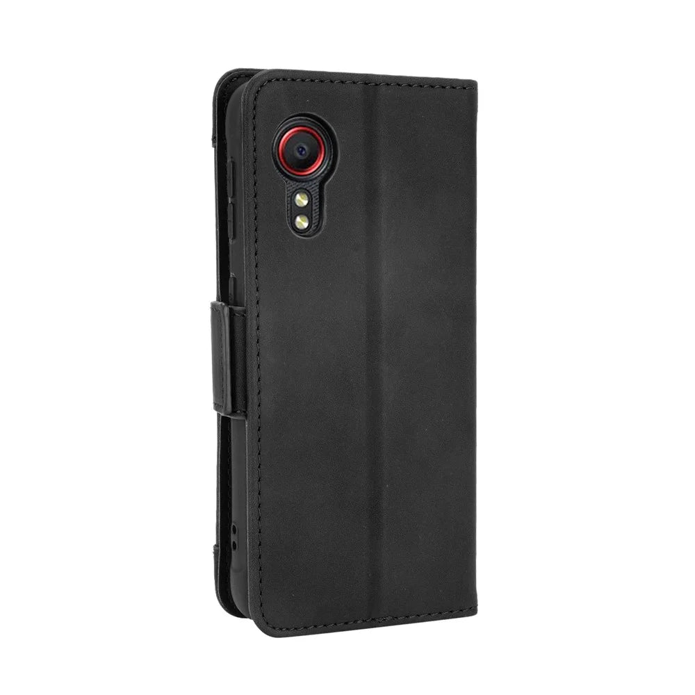 Leather Wallet Protective Case with Multiple Card Slots for Samsung Galaxy Xcover 5 - Black - 3