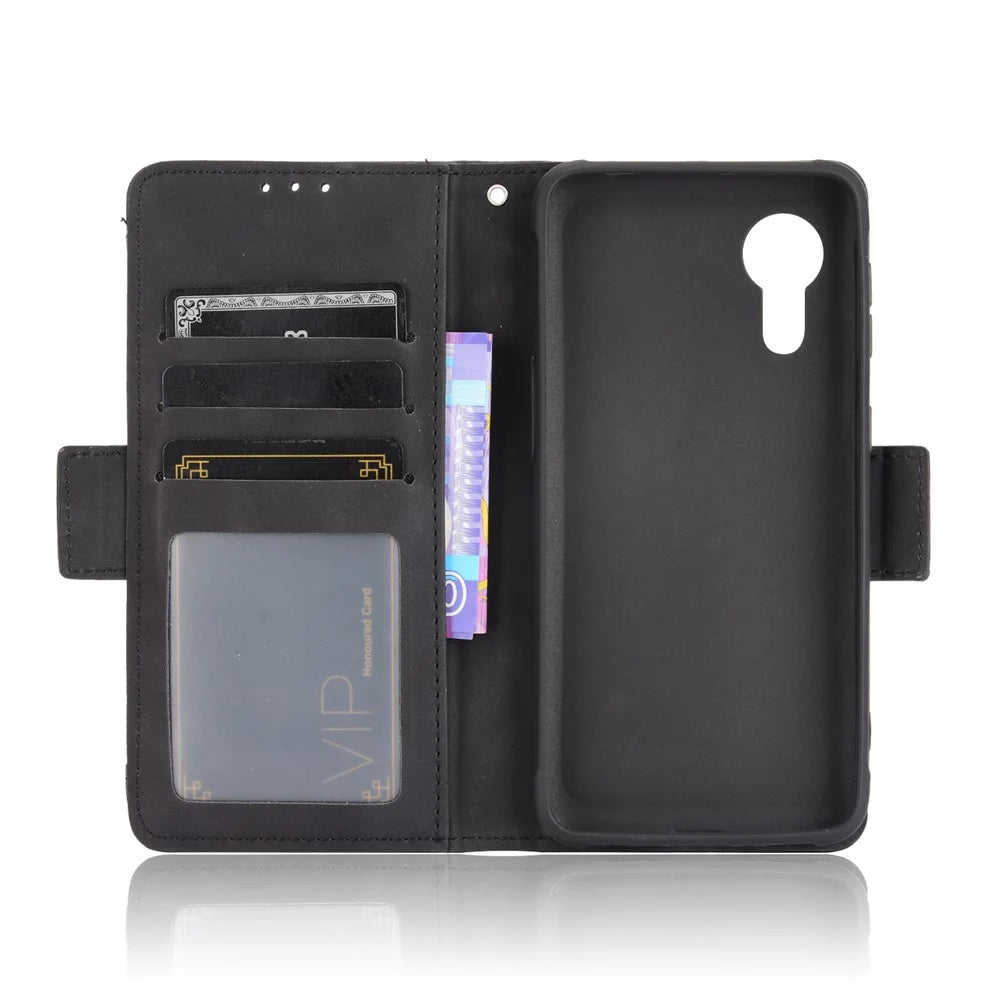 Leather Wallet Protective Case with Multiple Card Slots for Samsung Galaxy Xcover 5 - Black - 5