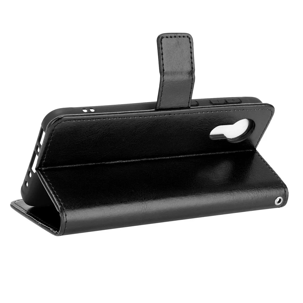 Crazy Horse Texture Wallet Design PU Leather Stand Protector Cover for Samsung Galaxy Xcover 5 - Black - 6