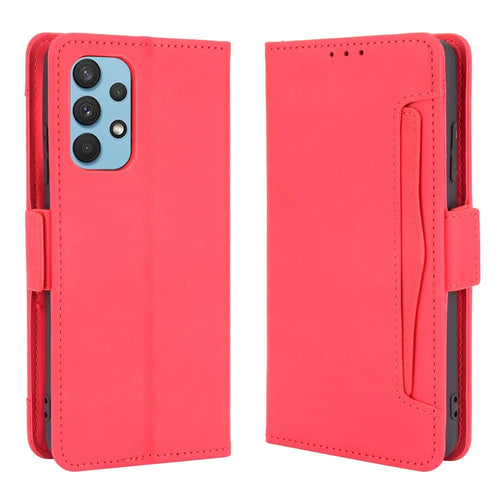 Leather Wallet Protective Case with Multiple Card Slots for Samsung Galaxy A32 4G (US Version) - Red - 1