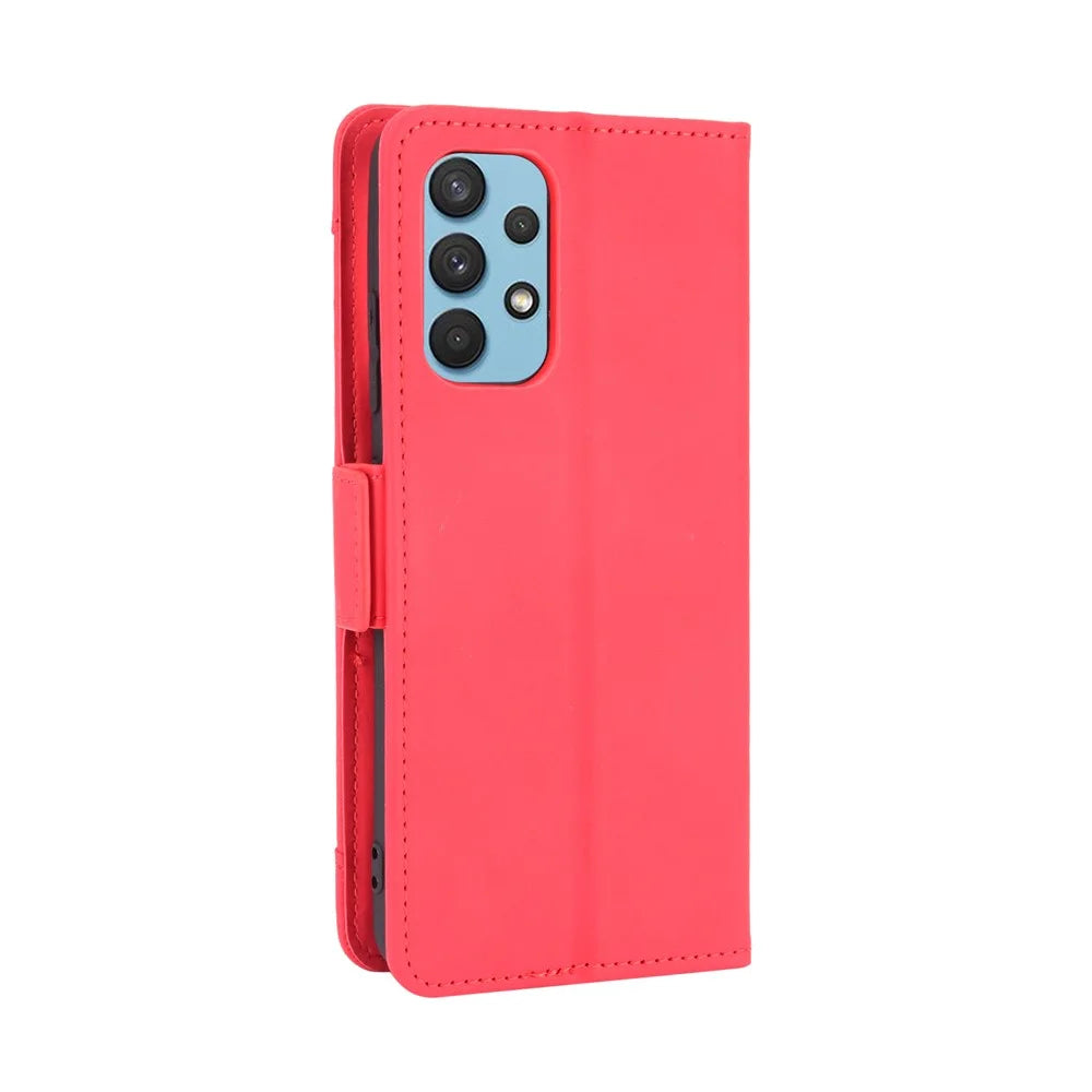Leather Wallet Protective Case with Multiple Card Slots for Samsung Galaxy A32 4G (US Version) - Red - 3
