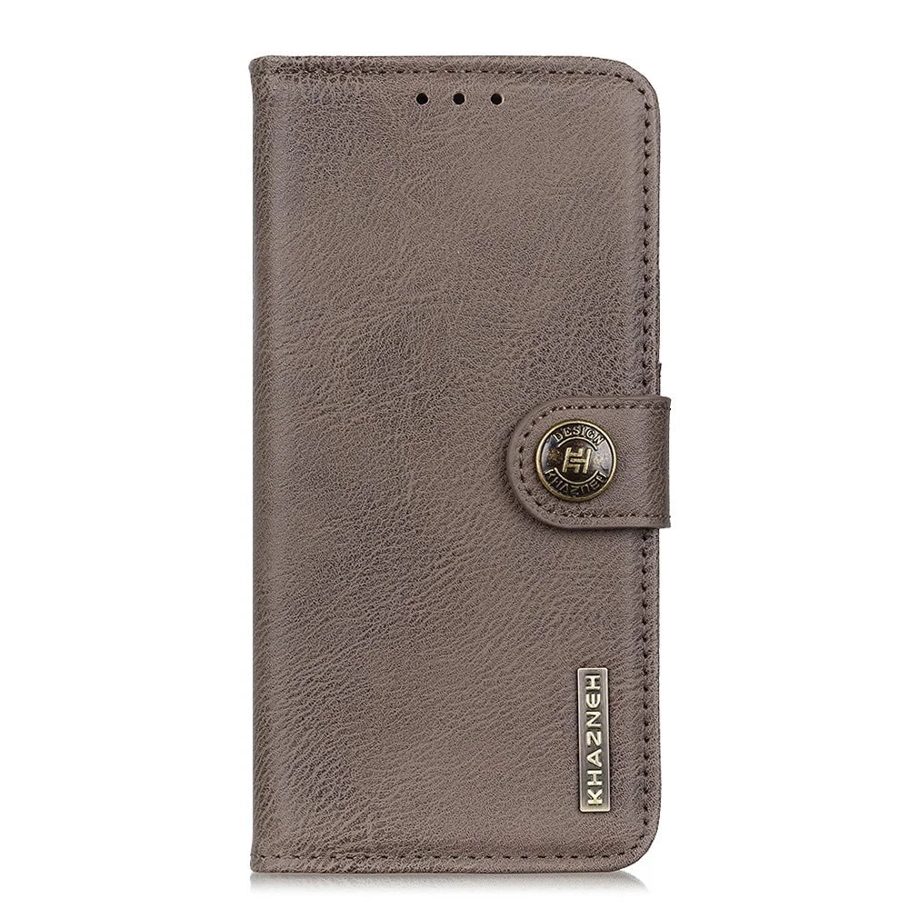 KHAZNEH Magnetic Buckle Design Wallet Stand PU Leather Phone Shell Case for Samsung Galaxy Xcover 5 / 5s - Grey - 2