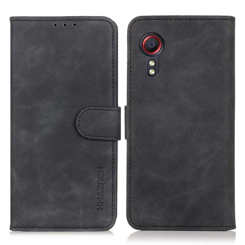 KHAZNEH Wallet Design Folio Flip Retro Style PU Leather Case for Samsung Galaxy Xcover 5 / 5s - Black - 1