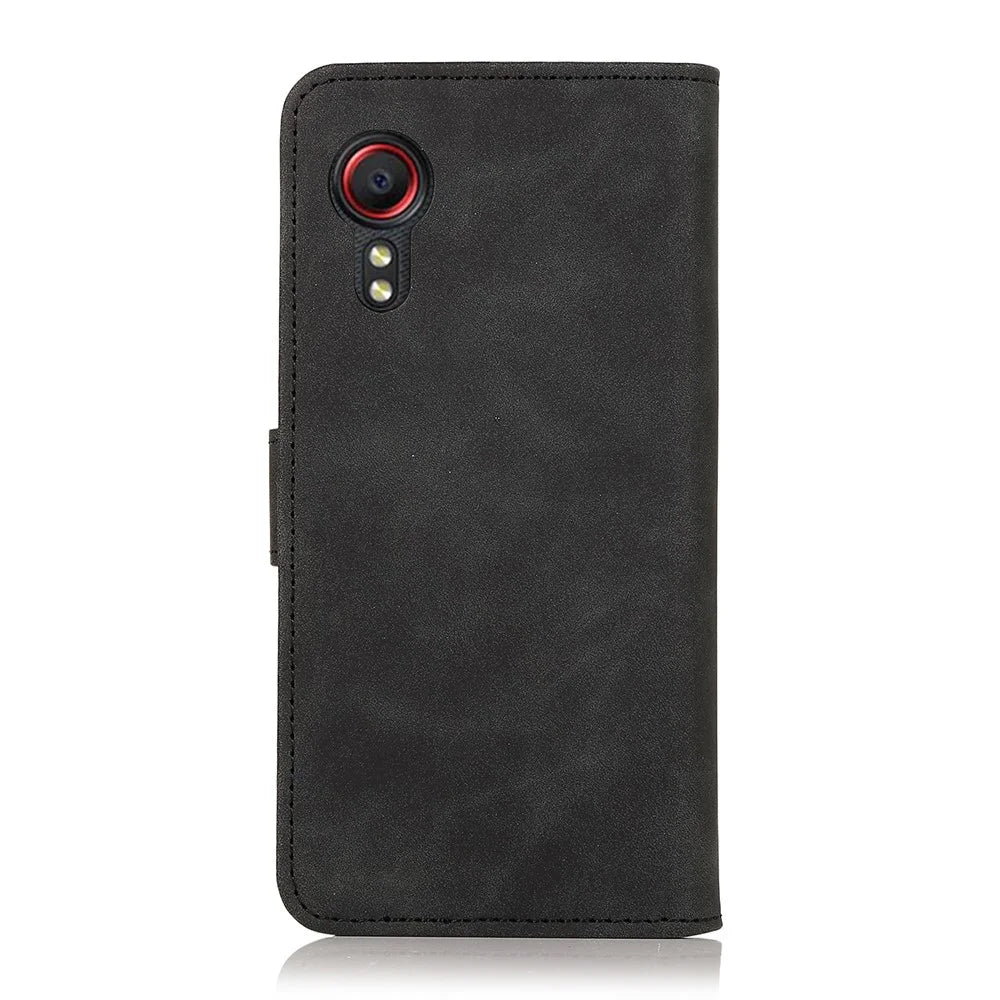 KHAZNEH Wallet Design Folio Flip Retro Style PU Leather Case for Samsung Galaxy Xcover 5 / 5s - Black - 3