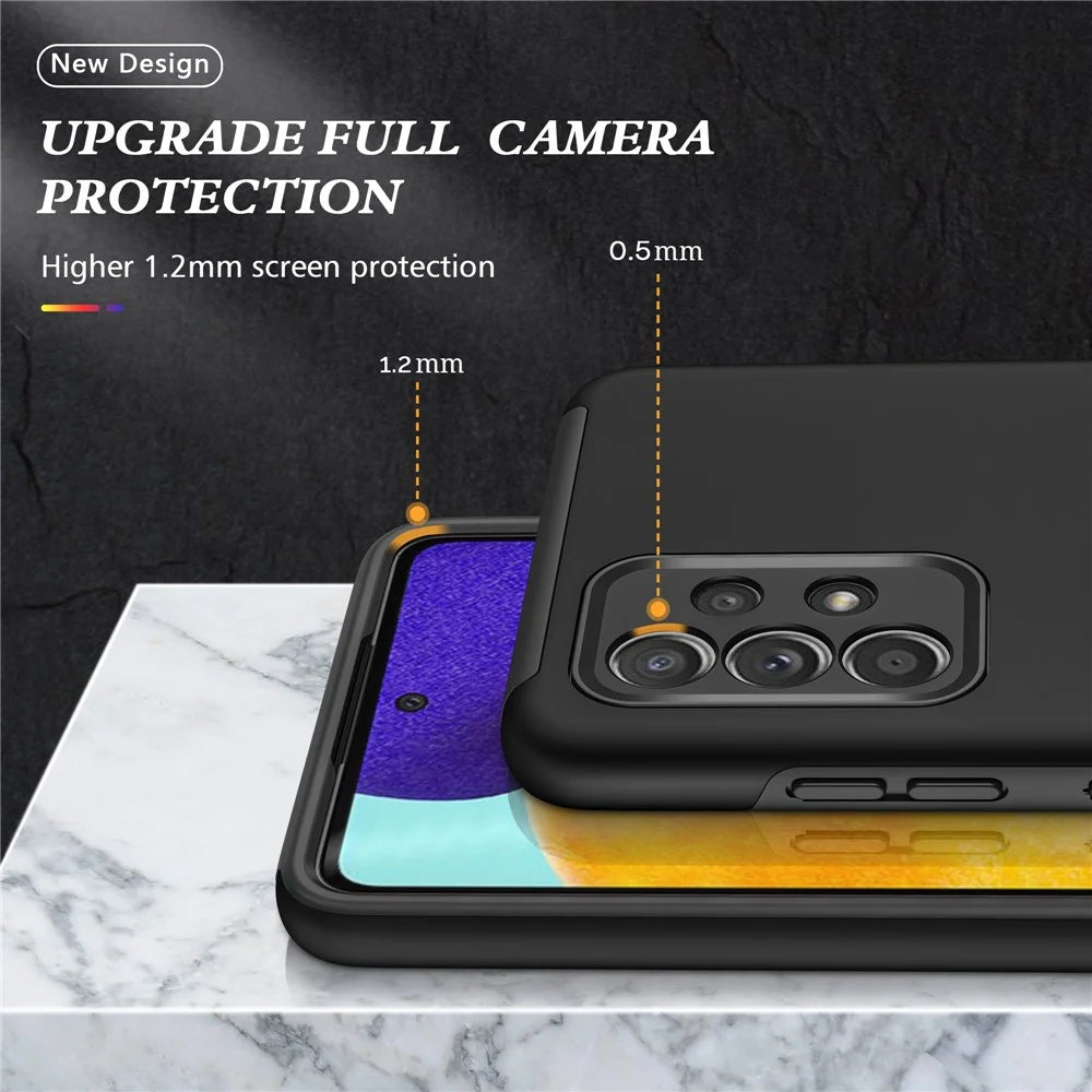 Shockproof Hybrid Phone Case Ring Shape Kickstand Design Cover for Samsung Galaxy A52 5G / 4G - Black - 5