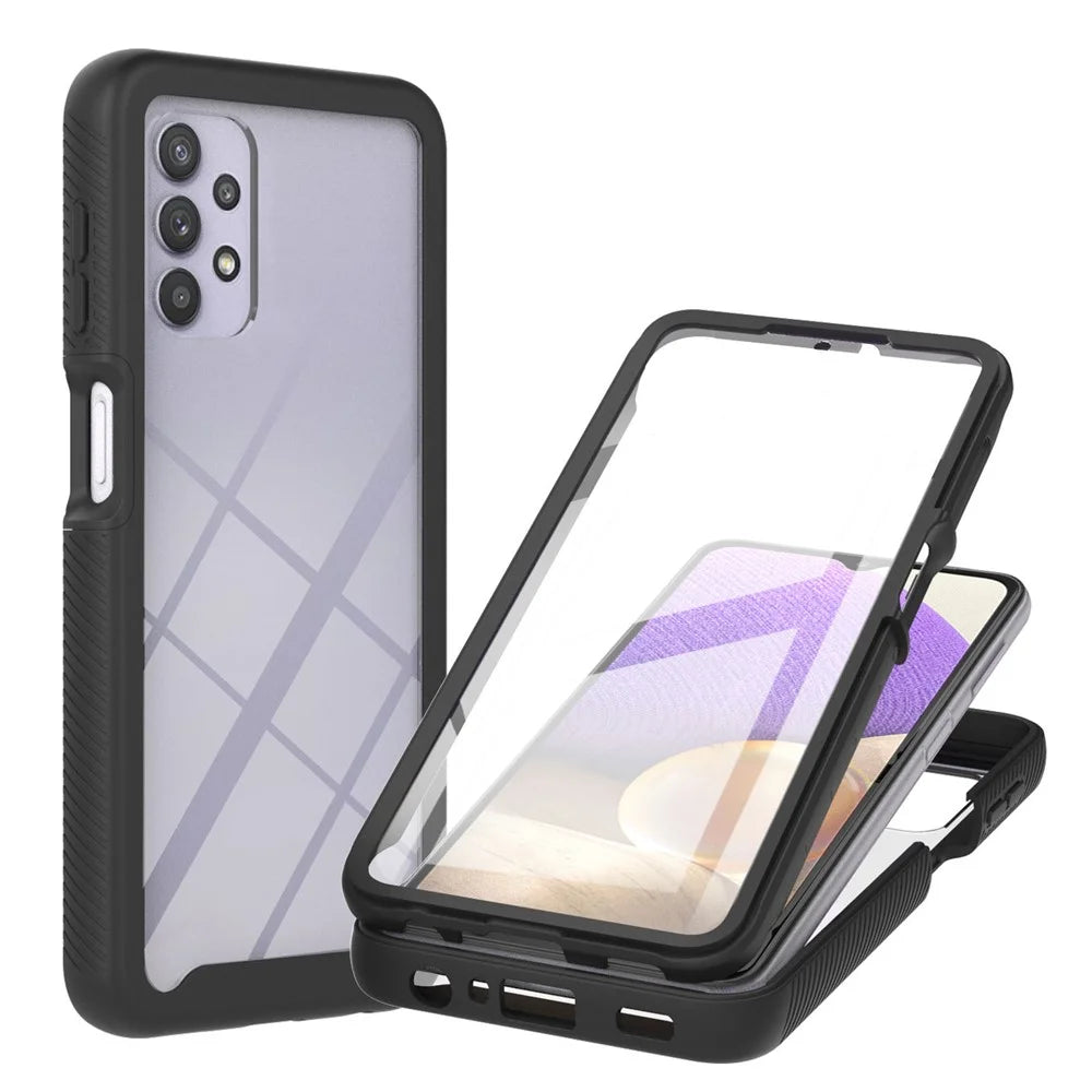 3 in 1 Full Protection Anti-Drop PC+TPU Protective Case with PET Screen Protector for Samsung Galaxy A32 5G/M32 5G - Black - 1