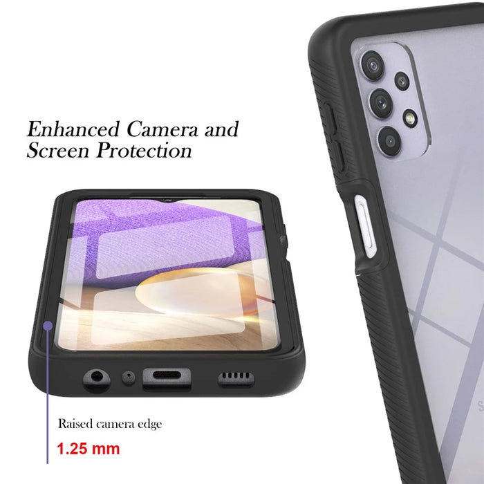 3 in 1 Full Protection Anti-Drop PC+TPU Protective Case with PET Screen Protector for Samsung Galaxy A32 5G/M32 5G - Black - 5