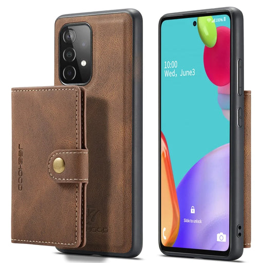 JEEHOOD Detachable 2 in 1 Leather Coated TPU Case with Magnetic Wallet Design for Samsung Galaxy A52 4G/5G / A52s 5G - Brown - 1