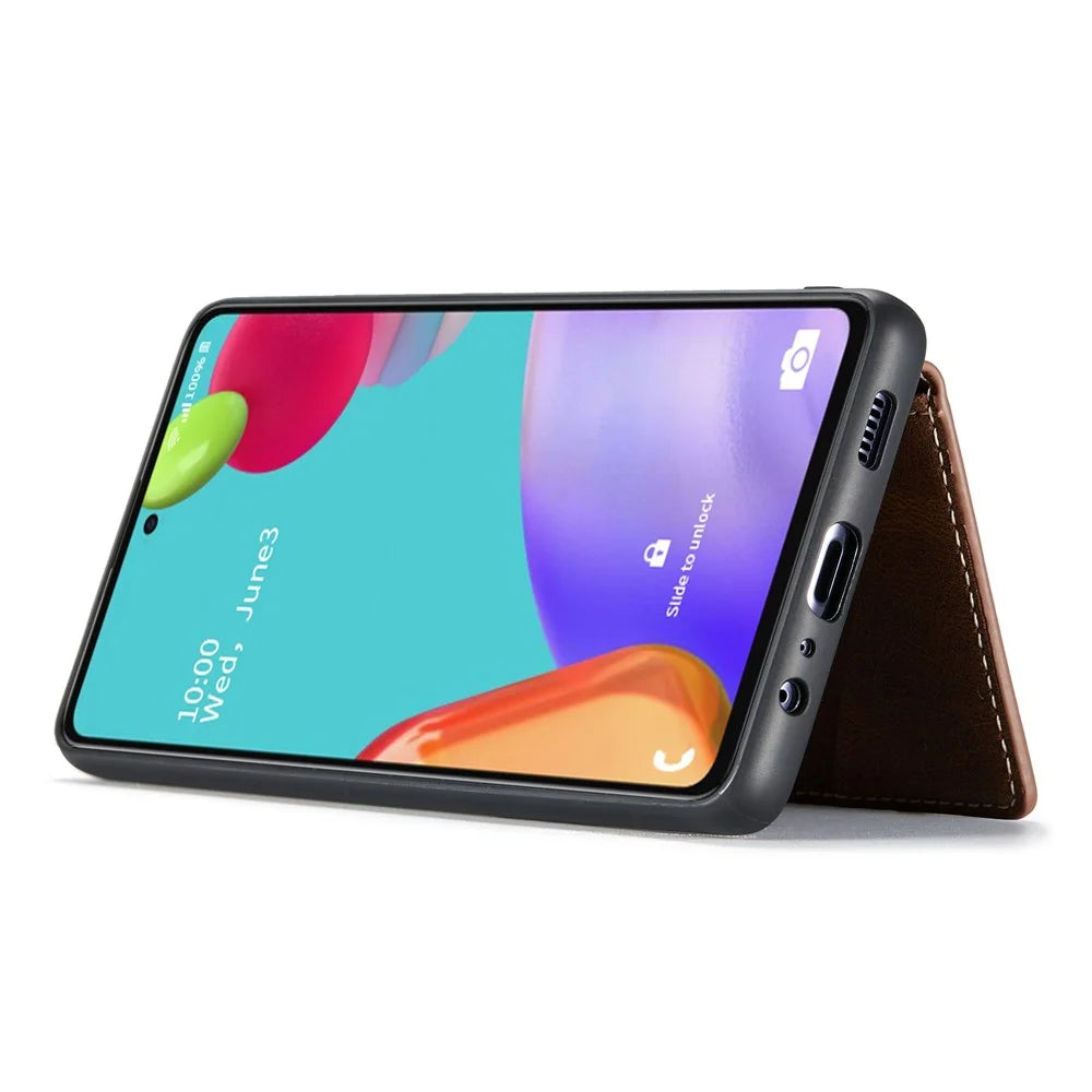 JEEHOOD Detachable 2 in 1 Leather Coated TPU Case with Magnetic Wallet Design for Samsung Galaxy A52 4G/5G / A52s 5G - Brown - 5