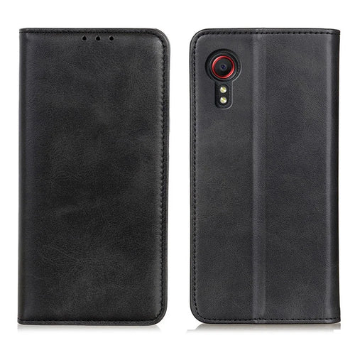 Magnetic Closure Split Leather Wallet Stand Phone Cover Case for Samsung Galaxy Xcover 5 - Black - 1