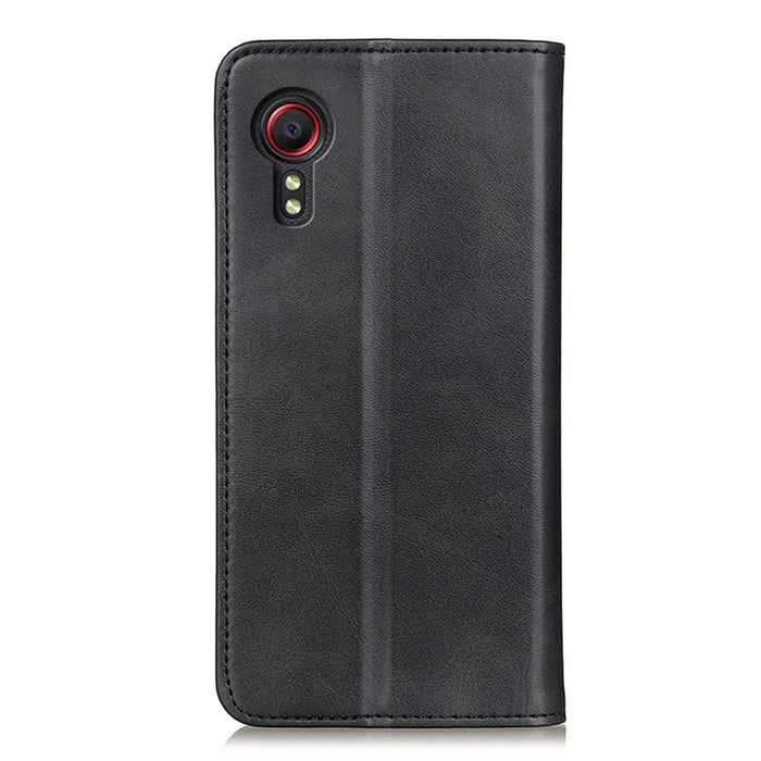 Magnetic Closure Split Leather Wallet Stand Phone Cover Case for Samsung Galaxy Xcover 5 - Black - 3