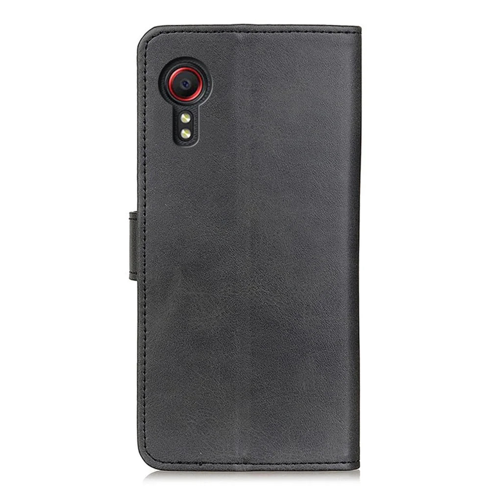 For Samsung Galaxy Xcover 5 Wallet Phone Case Shockproof Flip Cover Bi-color Leather Phone Protector with Stand - Black - 3