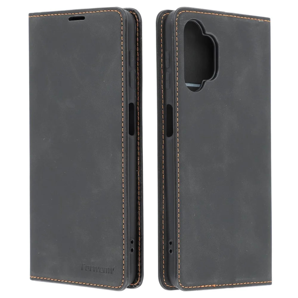 FORWENW Fantasy Series Skin Feeling Leather Case for Samsung Galaxy A32 5G/M32 5G - Black - 1