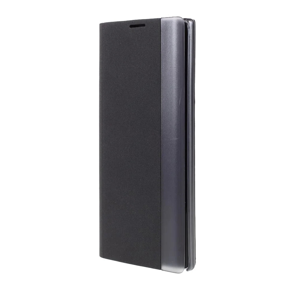 For Samsung Galaxy Note 10 Plus PU Leather Auto-Absorbed Shell View Window Stand Phone Case - Black - 2