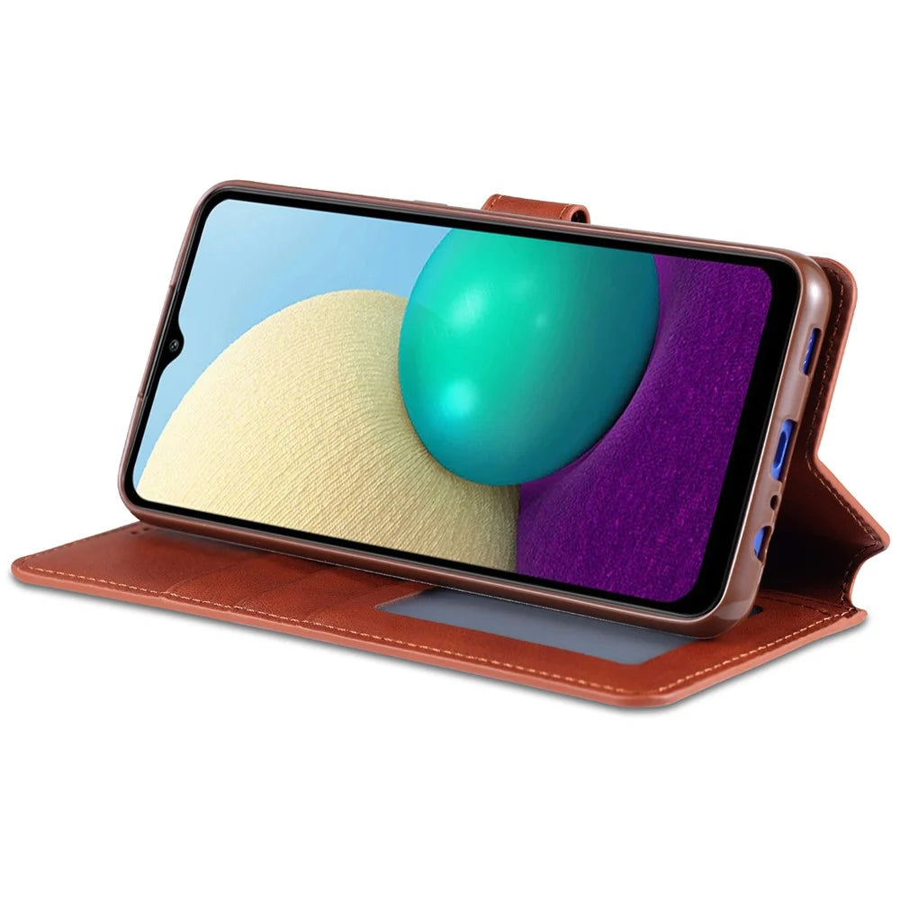 AZNS Wallet Leather Stand Case for Samsung Galaxy A02/M02 - Brown - 6