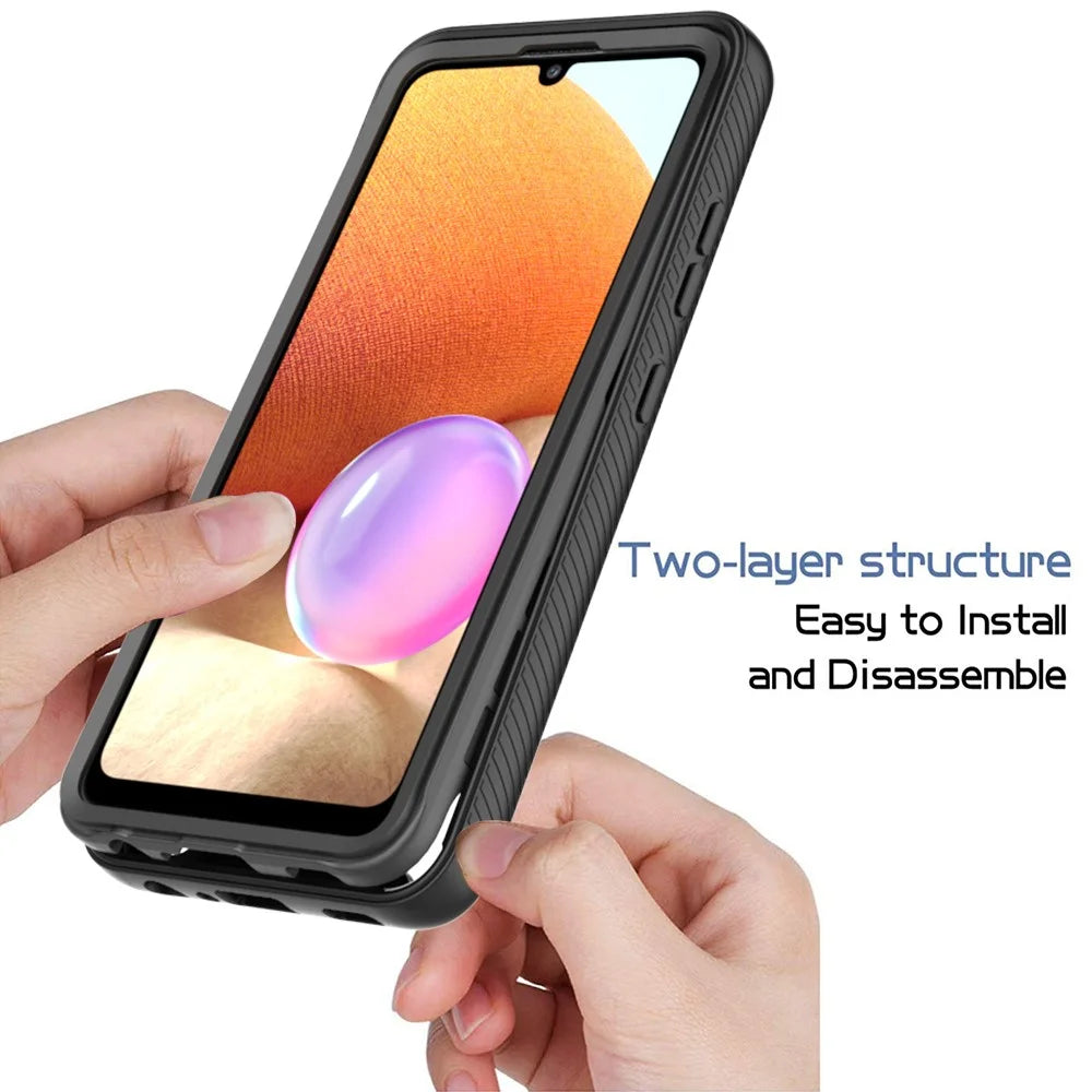 TPU PC Hybrid Case Shockproof Phone Cover for Samsung Galaxy A32 4G (EU Version) - Black - 2