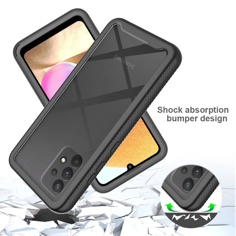 TPU PC Hybrid Case Shockproof Phone Cover for Samsung Galaxy A32 4G (EU Version) - Black - 3