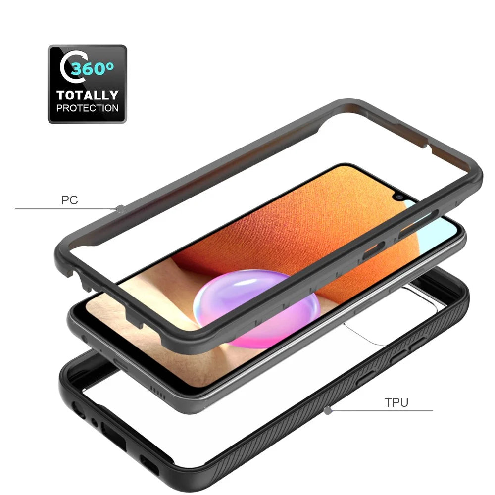 TPU PC Hybrid Case Shockproof Phone Cover for Samsung Galaxy A32 4G (EU Version) - Black - 5