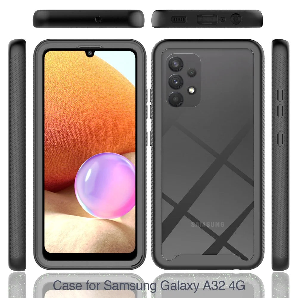 TPU PC Hybrid Case Shockproof Phone Cover for Samsung Galaxy A32 4G (EU Version) - Black - 6