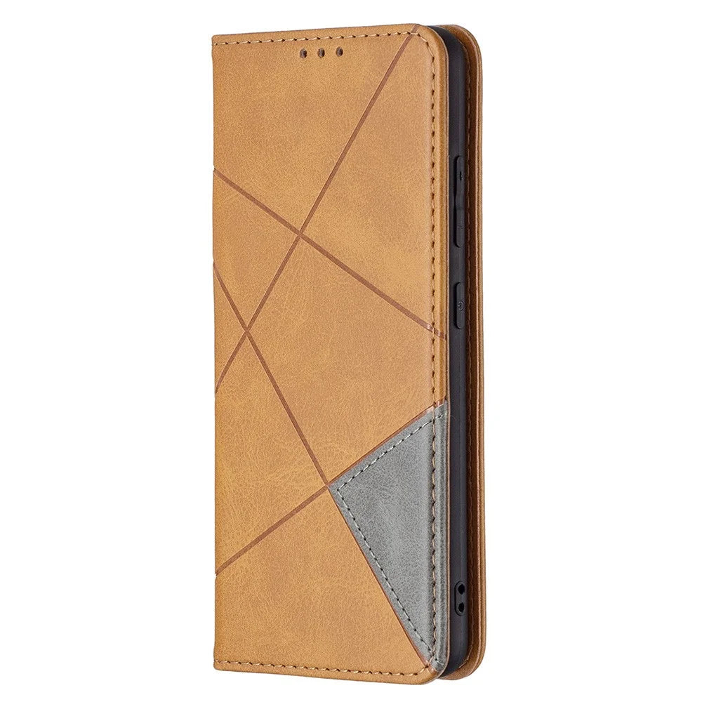 Geometric Pattern Leather Stand Case with Card Slots for Samsung Galaxy A32 4G (EU Version) - Yellow - 2