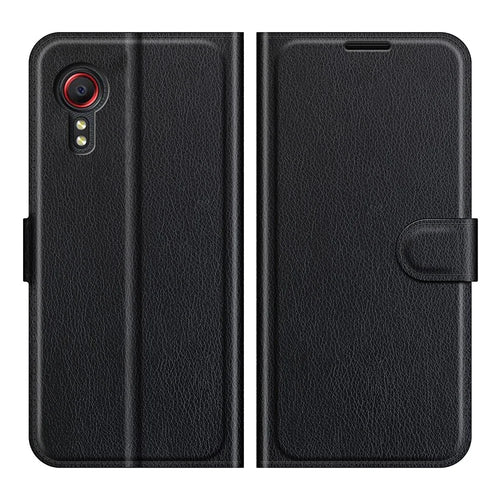 Litchi Skin Leather Wallet Stand Case for Samsung Galaxy Xcover 5 / Xcover 5S - Black - 1
