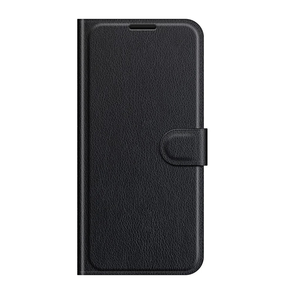 Litchi Skin Leather Wallet Stand Case for Samsung Galaxy Xcover 5 / Xcover 5S - Black - 2