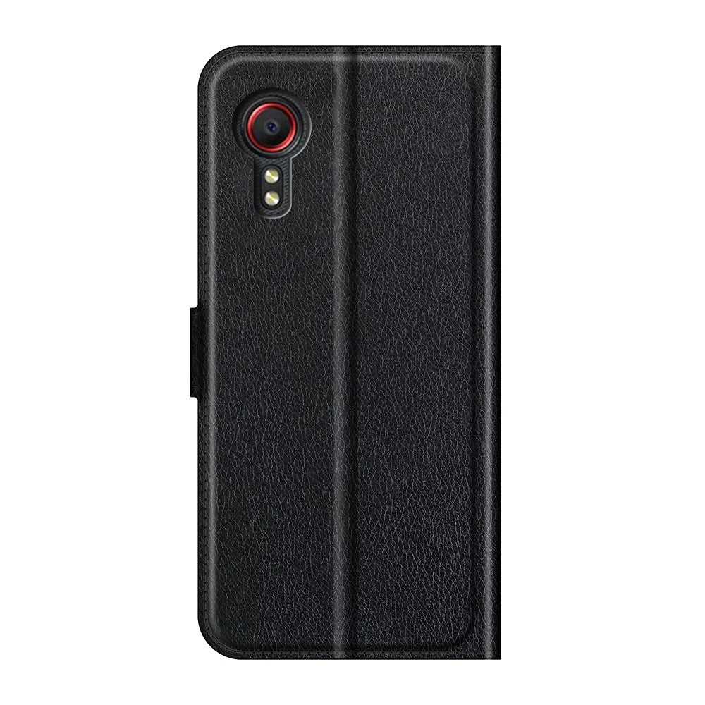 Litchi Skin Leather Wallet Stand Case for Samsung Galaxy Xcover 5 / Xcover 5S - Black - 3