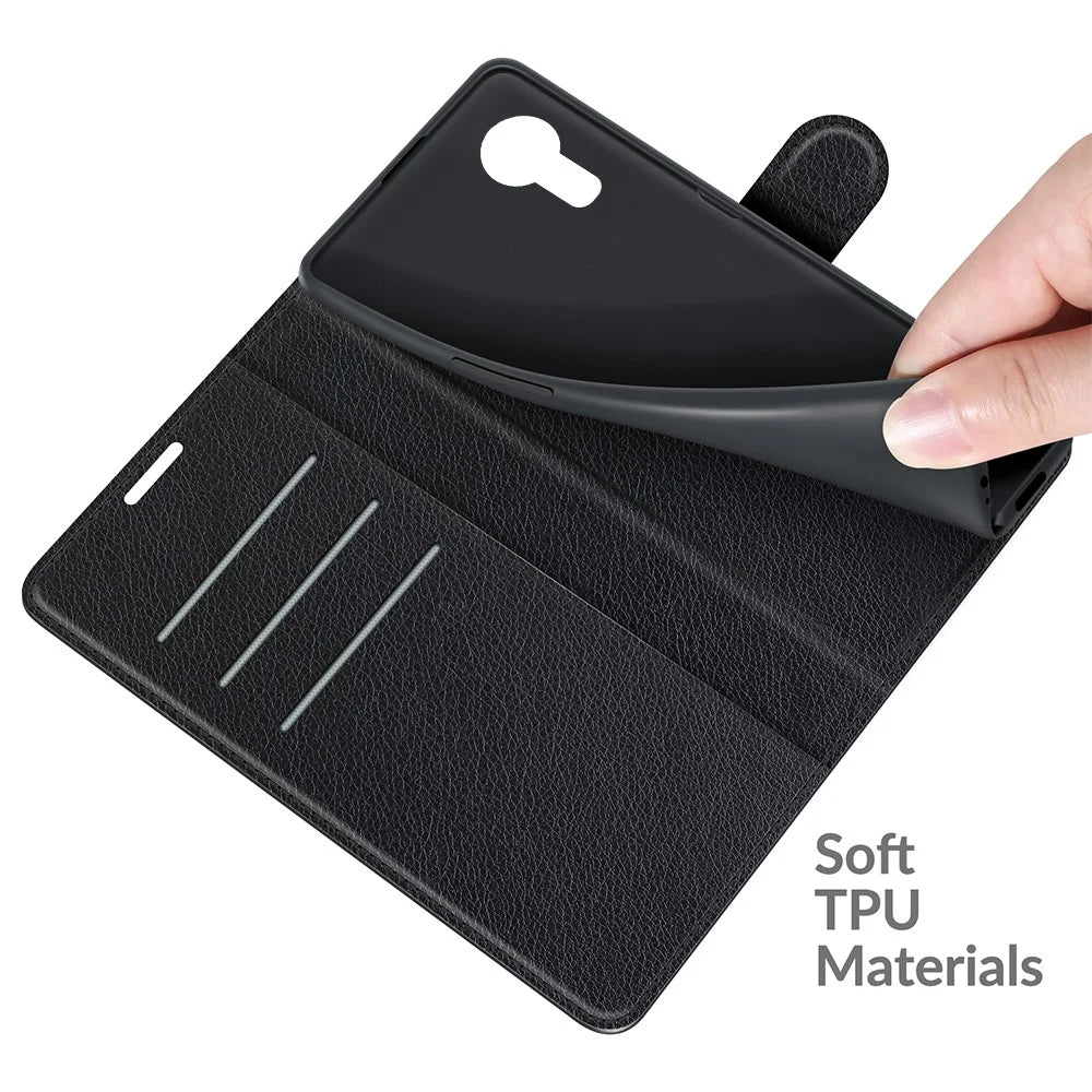 Litchi Skin Leather Wallet Stand Case for Samsung Galaxy Xcover 5 / Xcover 5S - Black - 7