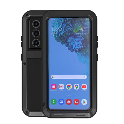 LOVE MEI Shockproof Dropproof Dustproof Silicone Metal Powerful Case for Samsung Galaxy S21 Ultra 5G (without Tempered Glass) - Black - 1