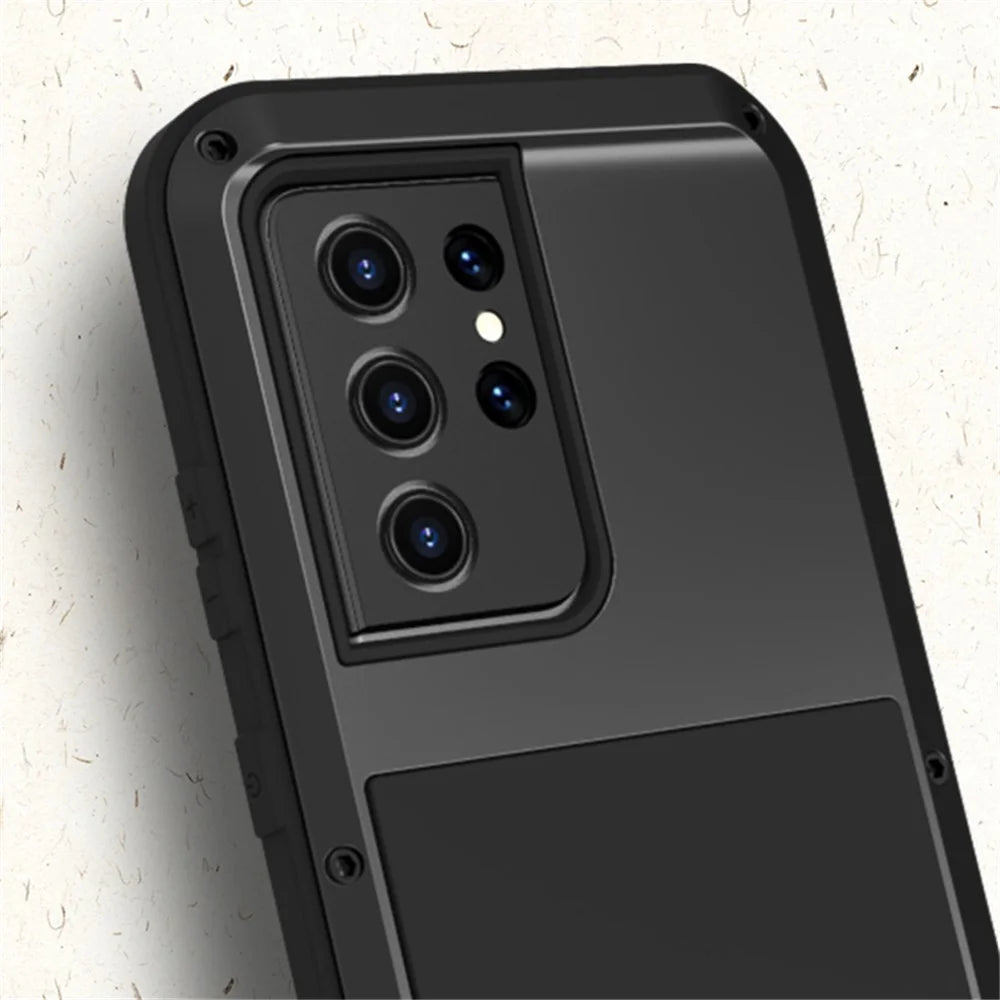 LOVE MEI Shockproof Dropproof Dustproof Silicone Metal Powerful Case for Samsung Galaxy S21 Ultra 5G (without Tempered Glass) - Black - 3