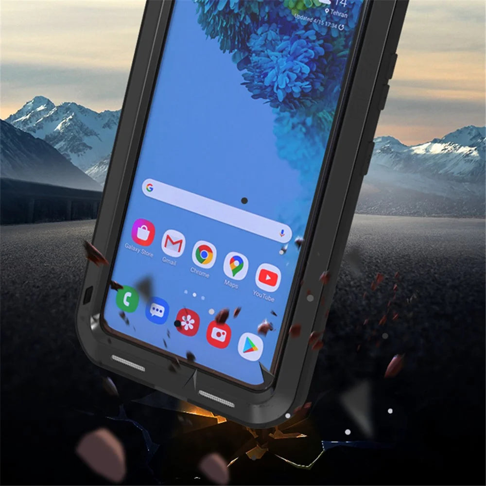 LOVE MEI Shockproof Dropproof Dustproof Silicone Metal Powerful Case for Samsung Galaxy S21 Ultra 5G (without Tempered Glass) - Black - 5