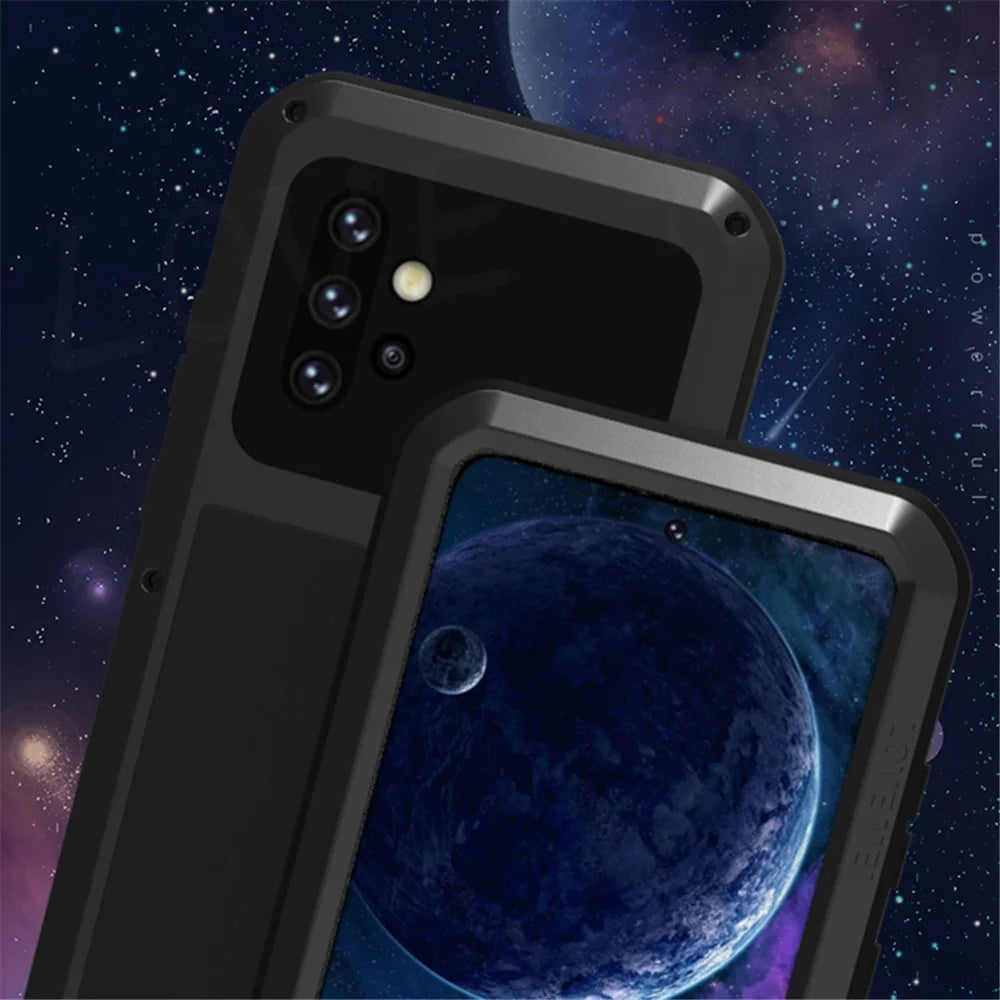 LOVE MEI Shockproof Dropproof Dustproof Powerful Case with Temepered Glass Film for Samsung Galaxy A52 4G / 5G / A52s 5G - Black - 2