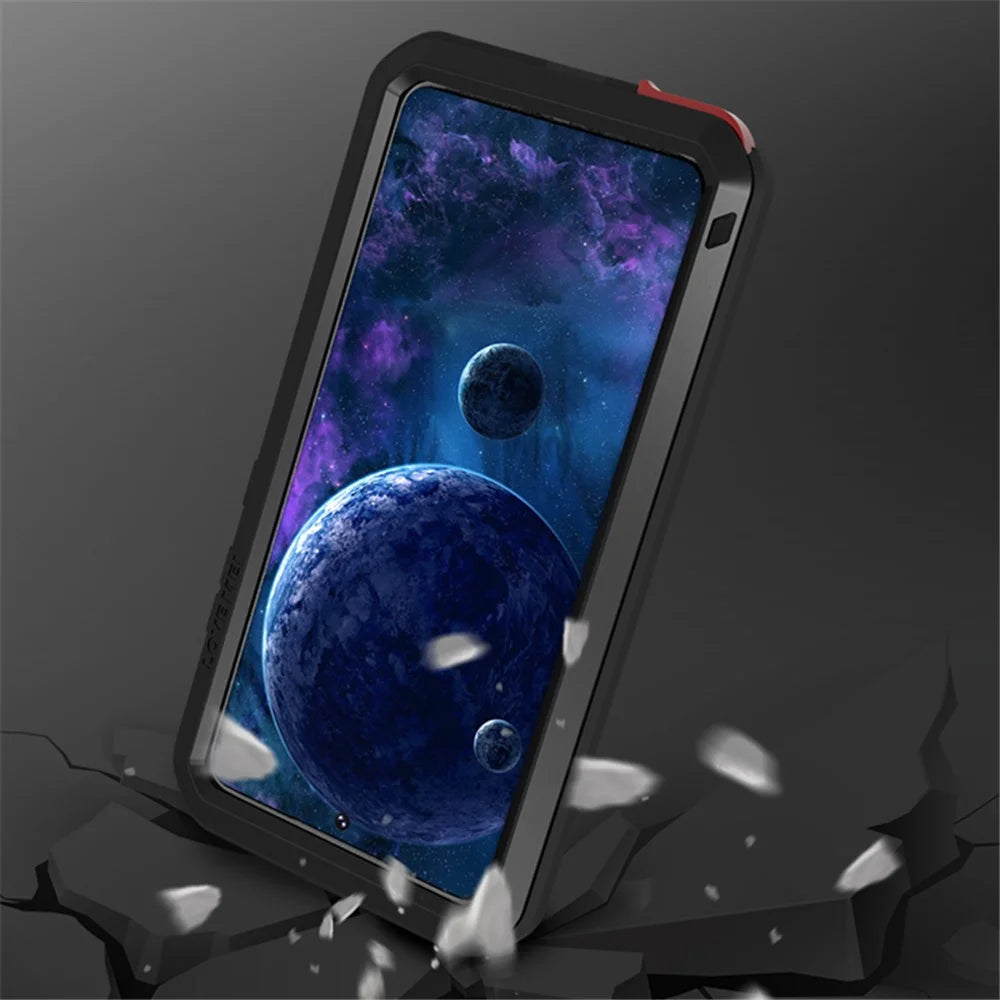 LOVE MEI Shockproof Dropproof Dustproof Powerful Case with Temepered Glass Film for Samsung Galaxy A52 4G / 5G / A52s 5G - Black - 3