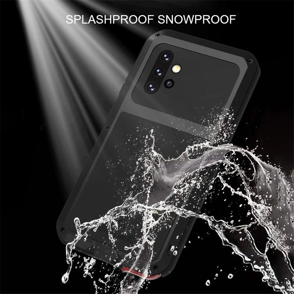 LOVE MEI Shockproof Dropproof Dustproof Powerful Case with Temepered Glass Film for Samsung Galaxy A52 4G / 5G / A52s 5G - Black - 4