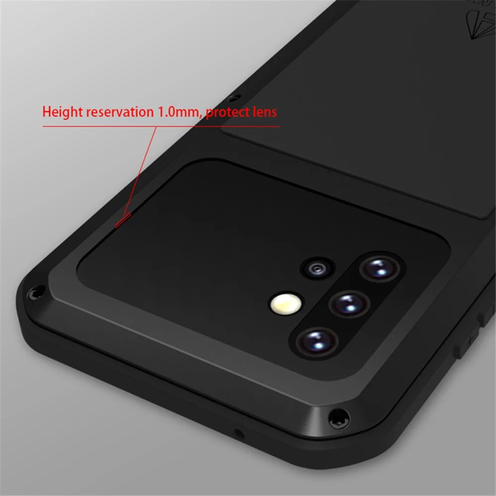 LOVE MEI Shockproof Dropproof Dustproof Powerful Case with Temepered Glass Film for Samsung Galaxy A52 4G / 5G / A52s 5G - Black - 5