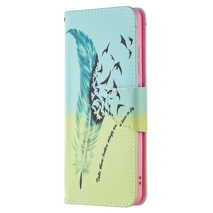 Pattern Printing Leather Wallet Shell Case for Samsung Galaxy A32 4G (EU Version) - Feather Pattern - 4