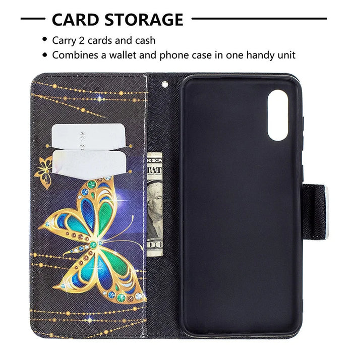 Pattern Printing Leather Wallet Shell Case for Samsung Galaxy A02 - Vivid Butterfly - 4