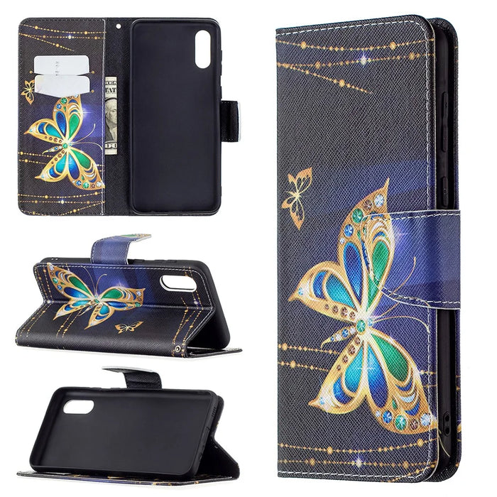 Pattern Printing Leather Wallet Shell Case for Samsung Galaxy A02 - Vivid Butterfly - 6