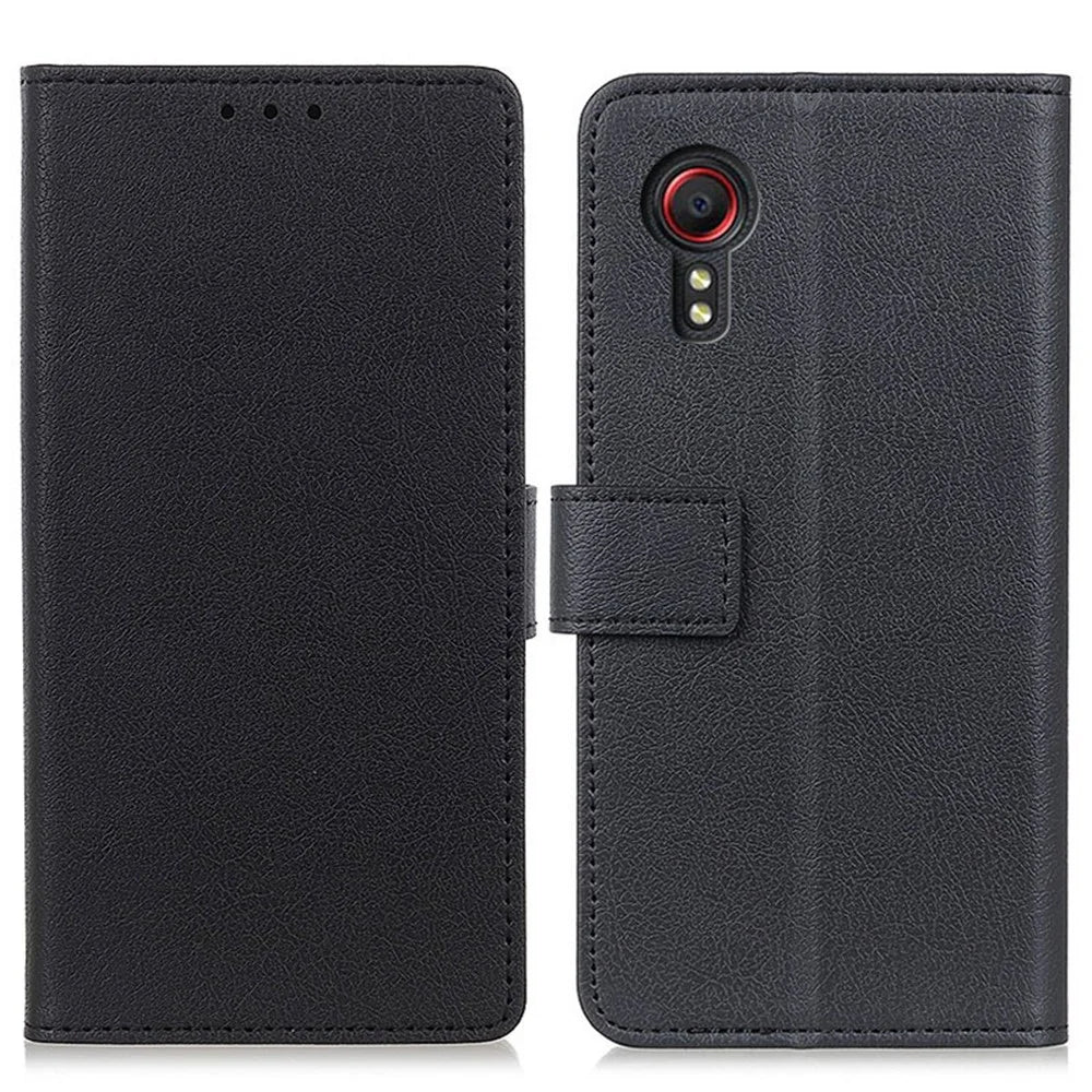 Wallet Leather Stand Shell Case for Samsung Galaxy Xcover 5 - Black - 1