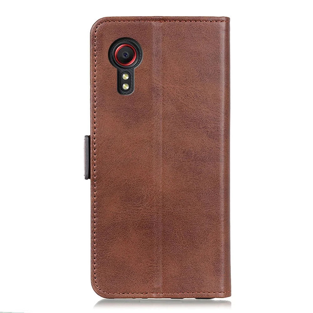Magnetic Double Clasp Leather Wallet Cover for Samsung Galaxy Xcover 5 - Coffee - 2