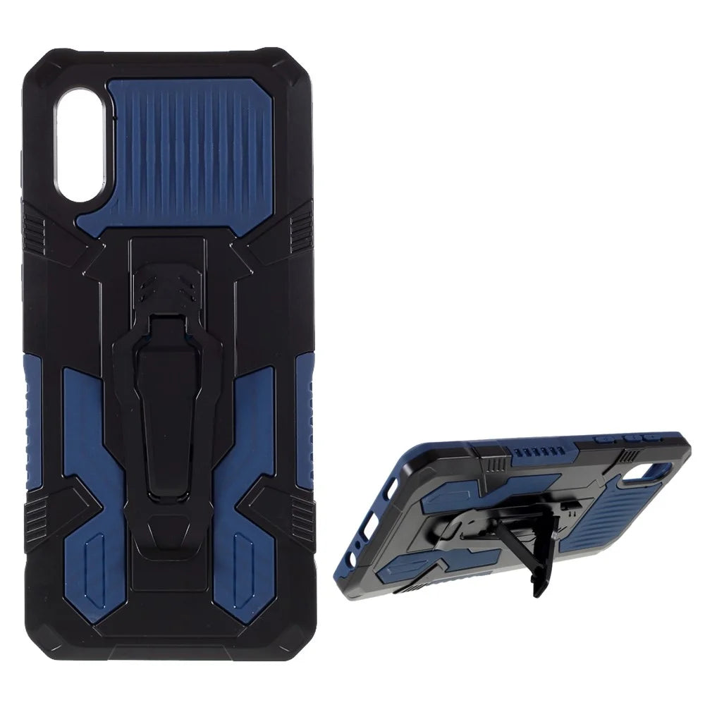 Back Clip Kickstand Design Well-Protected Hybrid Phone Case Shell for Samsung Galaxy A02 - Blue - 1