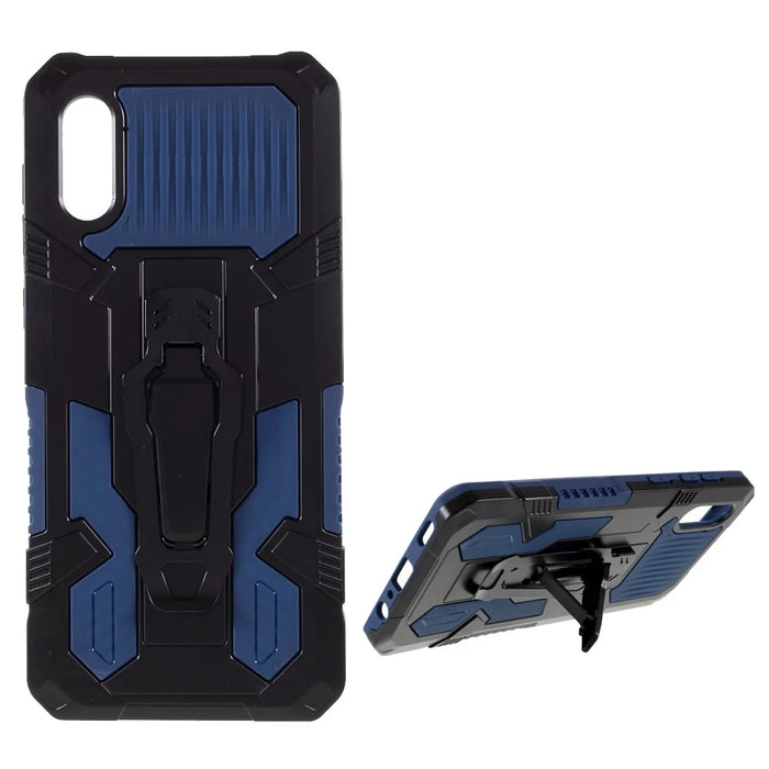 Back Clip Kickstand Design Well-Protected Hybrid Phone Case Shell for Samsung Galaxy A02 - Blue - 1