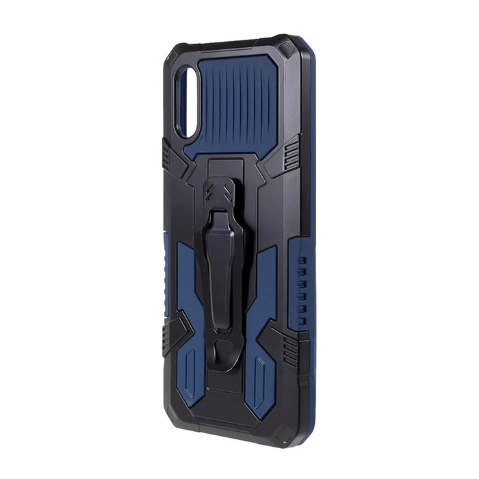 Back Clip Kickstand Design Well-Protected Hybrid Phone Case Shell for Samsung Galaxy A02 - Blue - 2
